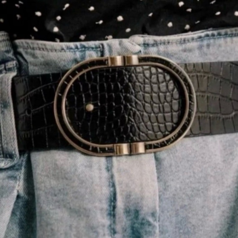 Sezane Fétiche Belt Croco Noir - Size 90